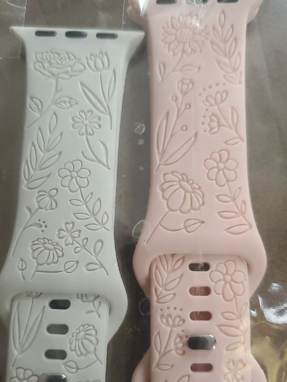 Smartwatch Band Floral Silicone Set Of Two Light Pink And White Only